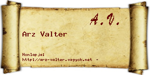 Arz Valter névjegykártya